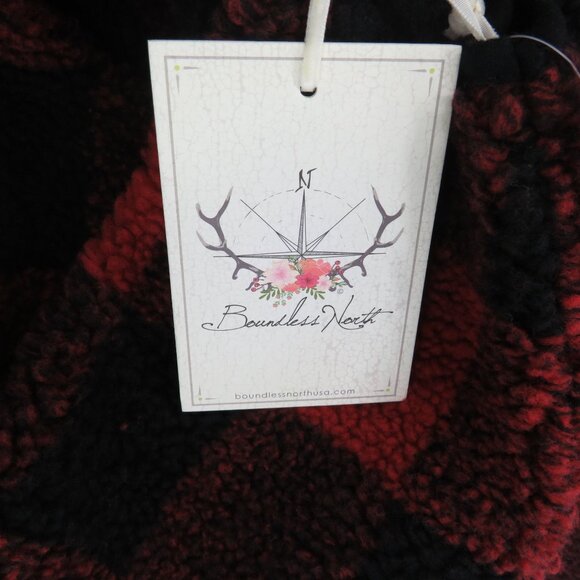 Boundless North Buffalo Plaid Red & Black Faux Fur 1/4 Zip Pullover Jacket XS - Picture 6 of 7